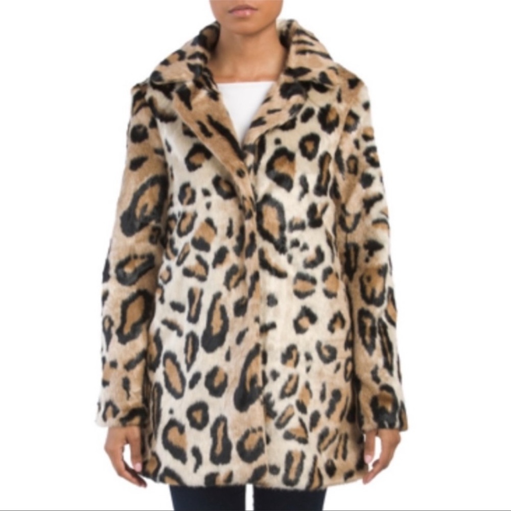Love Token Faux Leopard Fur Coat Medium